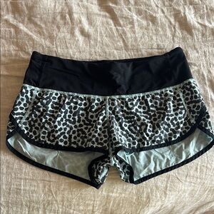 lululemon athletica Light Blue and Black dotted Athletic Shorts